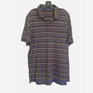 COMO Mens Brown Stripe Polo Shirt Large